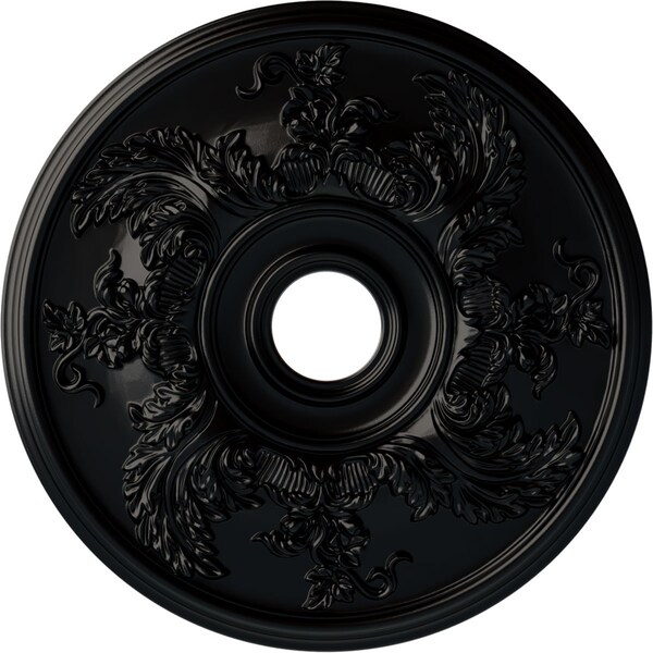 Ekena Millwork Acanthus Twist Ceiling Medallion (Canopies up to 8 3/8"), 23 5/8"OD x 4 5/8"ID x 1 7/8"P, Jet Black CM23ACBLF - main